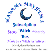 Load image into Gallery viewer, Madame Mayhems Monthly Witch Box/ Monthly subscription boxes
